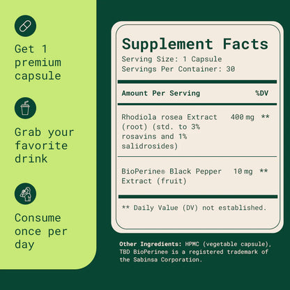 Rhodiola Rosea - Natural Adaptogen Made in USA [400mg]